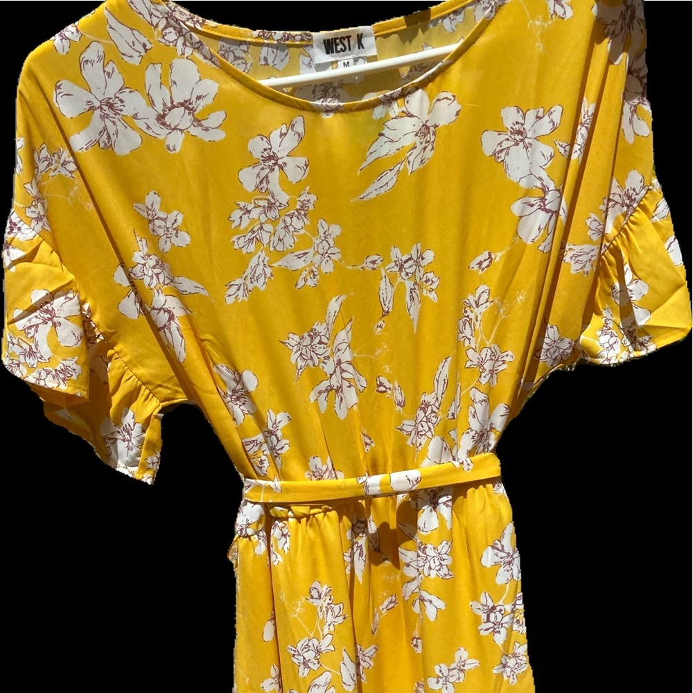 Valeria ruffle detail yellow dress